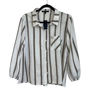 Adrienne Vittadini White and Black Striped blouse